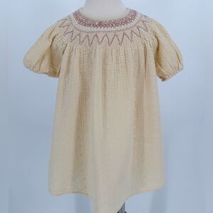 Zara Baby Girl Smocked Embroidered Dress | Neutral Cream | 2–3 Years